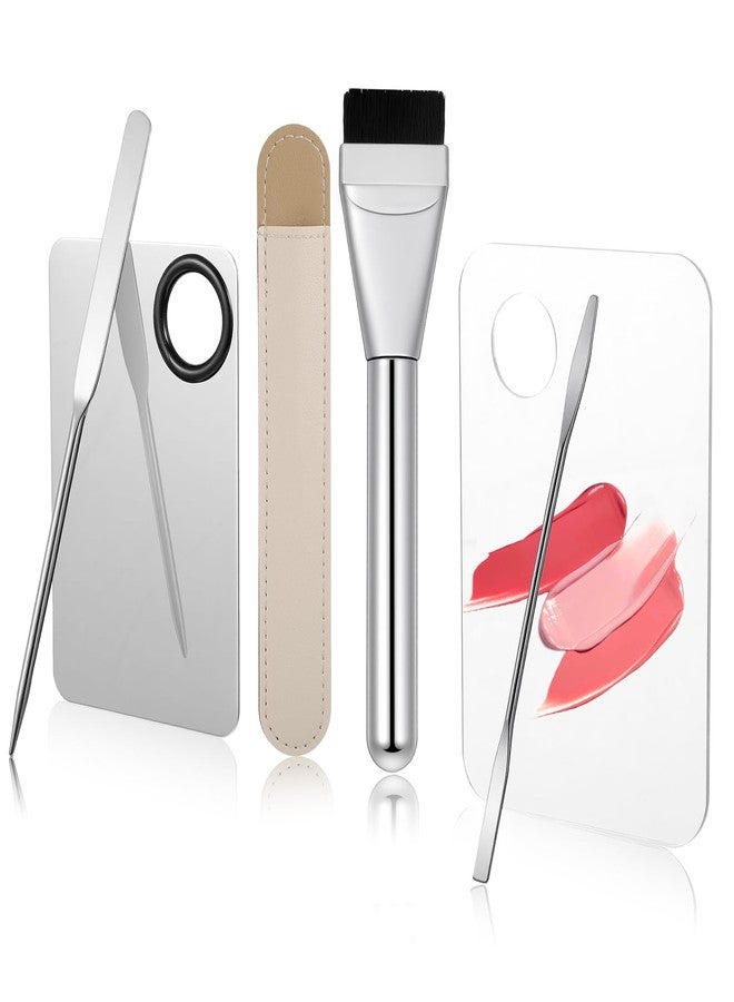 KFHENSOMR 6pcs Professional Makeup Spatula Korean Set Stainless Steel Makeup Palette Acrylic Cosmetic Palette Foundation Spatula Reusable Beauty Tools for Facial Cosmetic Nail Art Pigment Blending - Image 1